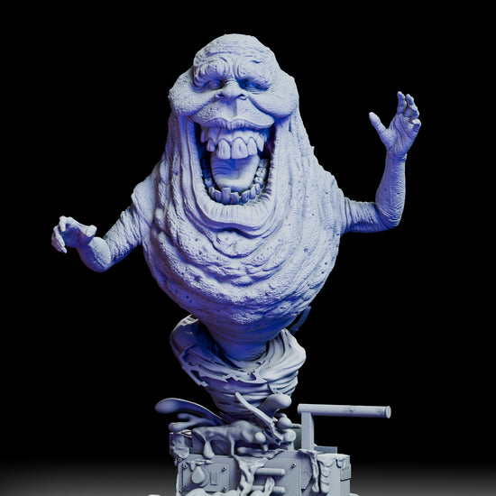 360-degree view of Slimer resin figure kit showing full sculpt and base craftsmanship