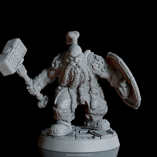 turntable rendering of Dwarf Warrior 32mm scale dungeons and dragons miniature for roleplaying