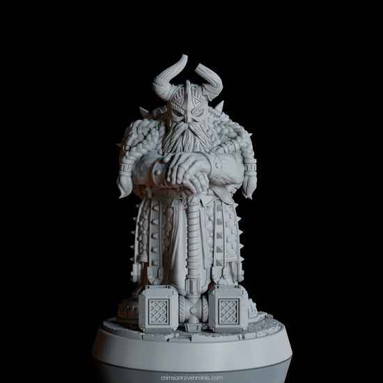 turntable rendering of Dwarf Warrior 32mm scale dungeons and dragons miniature for roleplaying