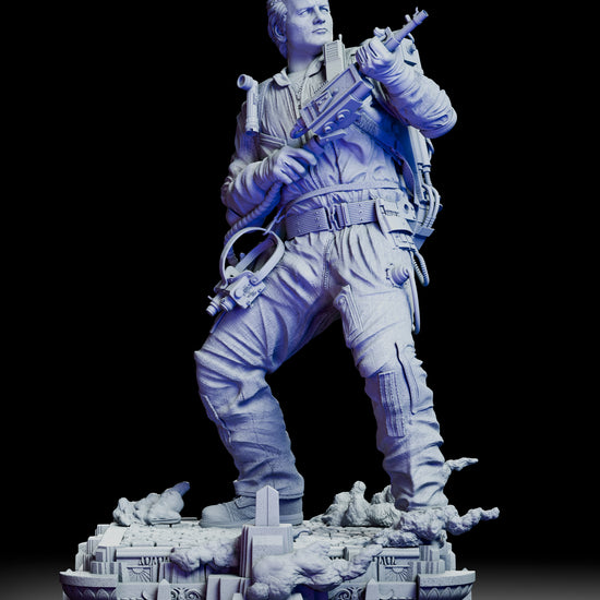 360-degree view of Peter Venkman resin figure kit showcasing full sculpt and base craftsmanship