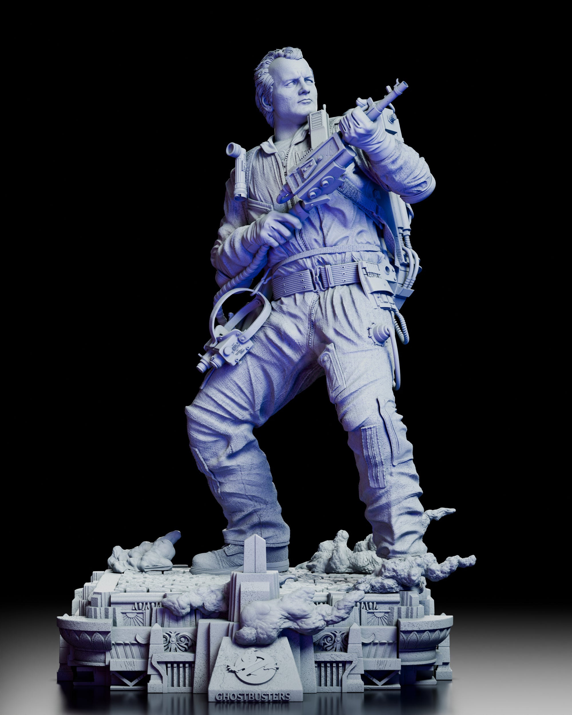 360-degree view of Peter Venkman resin figure kit showcasing full sculpt and base craftsmanship