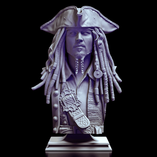 Jack Sparrow pirate portrait bust. 360 degree turntable video.