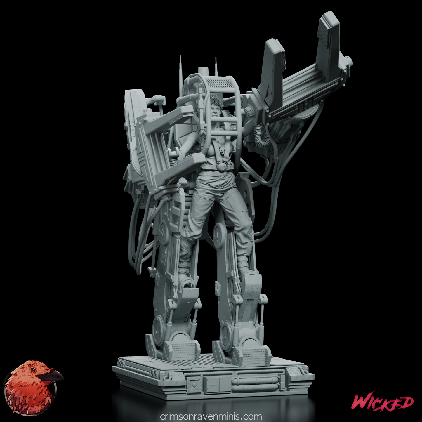 Front view of Ripley in the Power Loader model kit, showcasing intricate mechanical details.