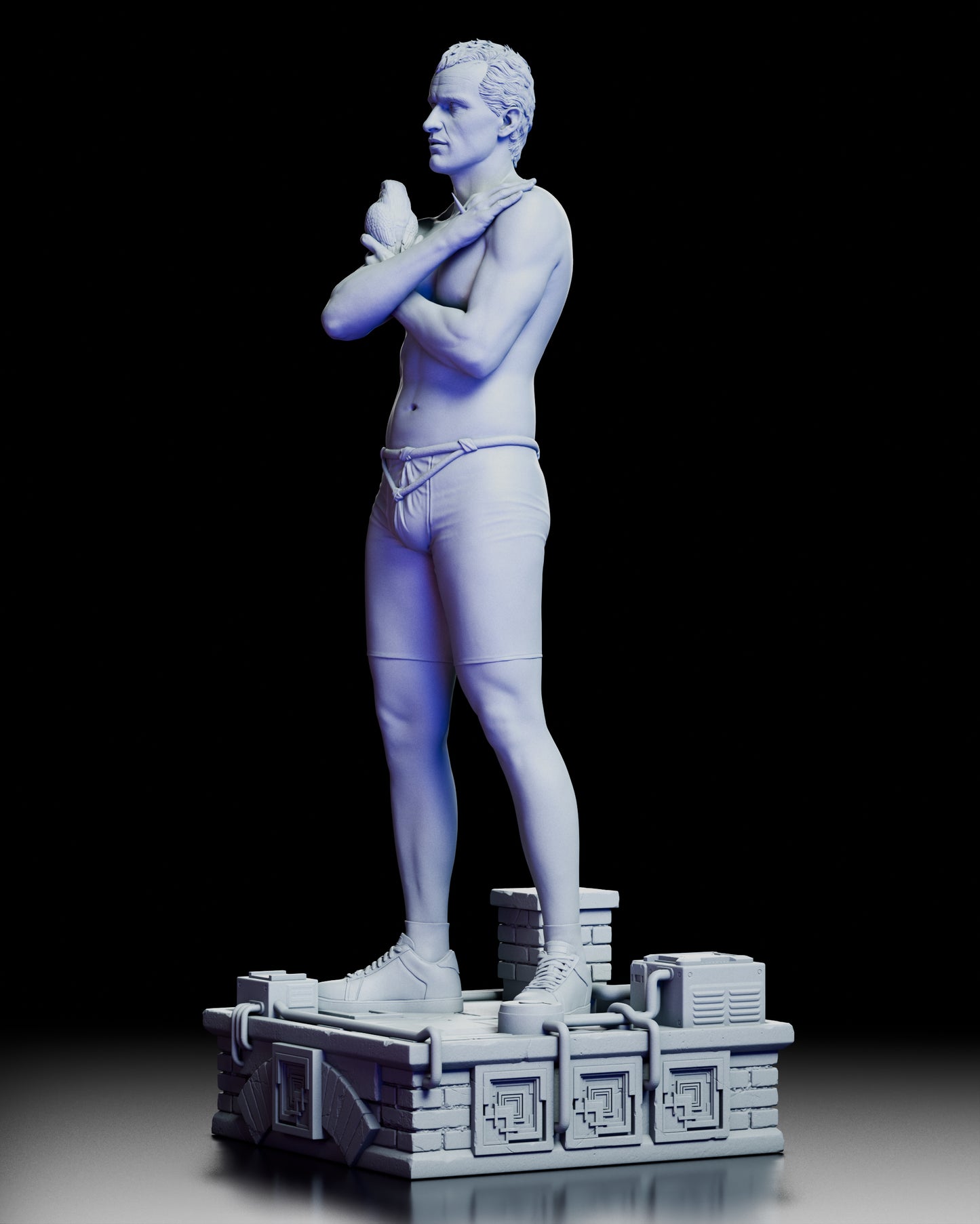Left side view of the Roy Batty figure kit showing the dove and detailed rooftop platform elements