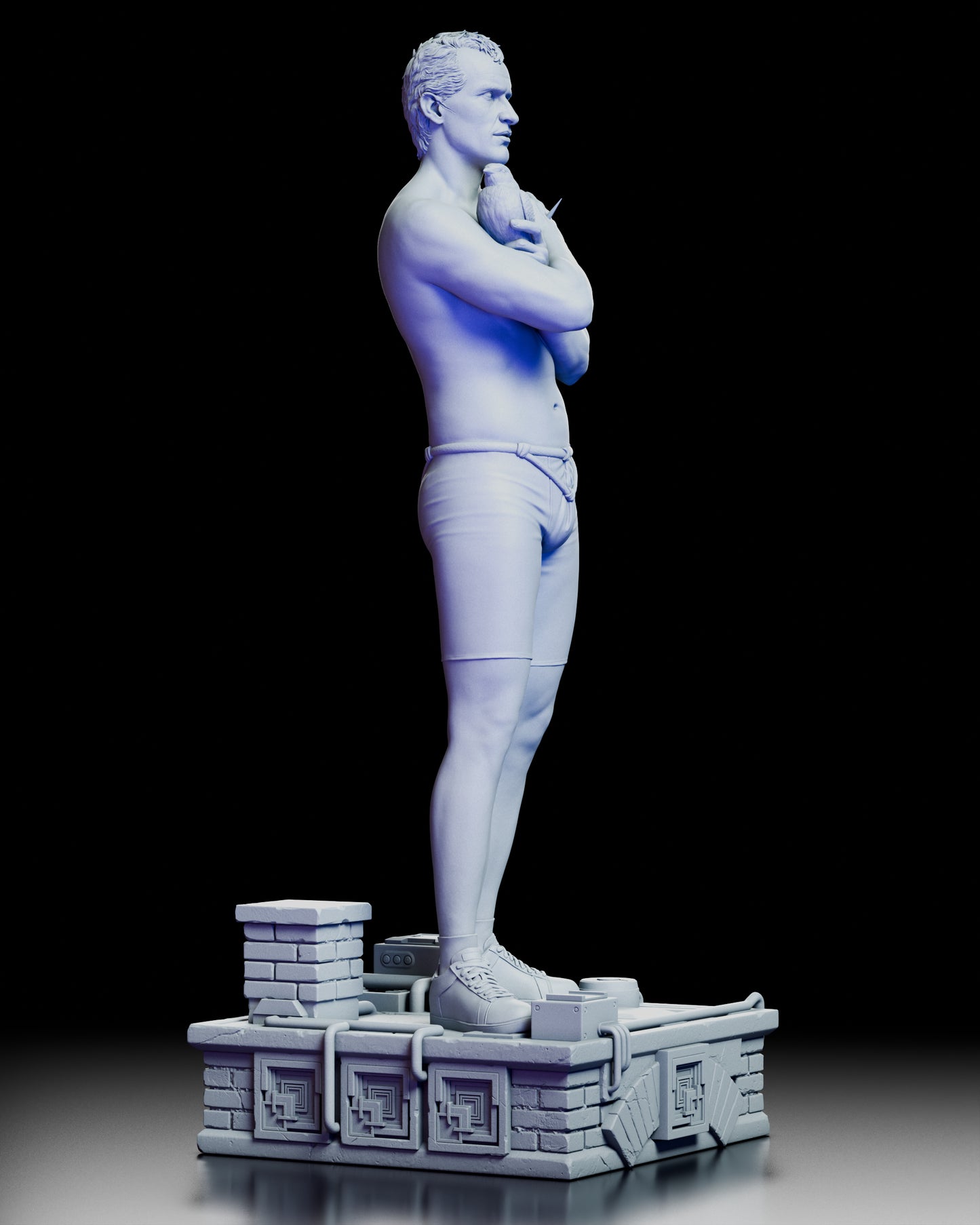 Right side view of the Roy Batty figure kit highlighting muscular definition and environmental base features