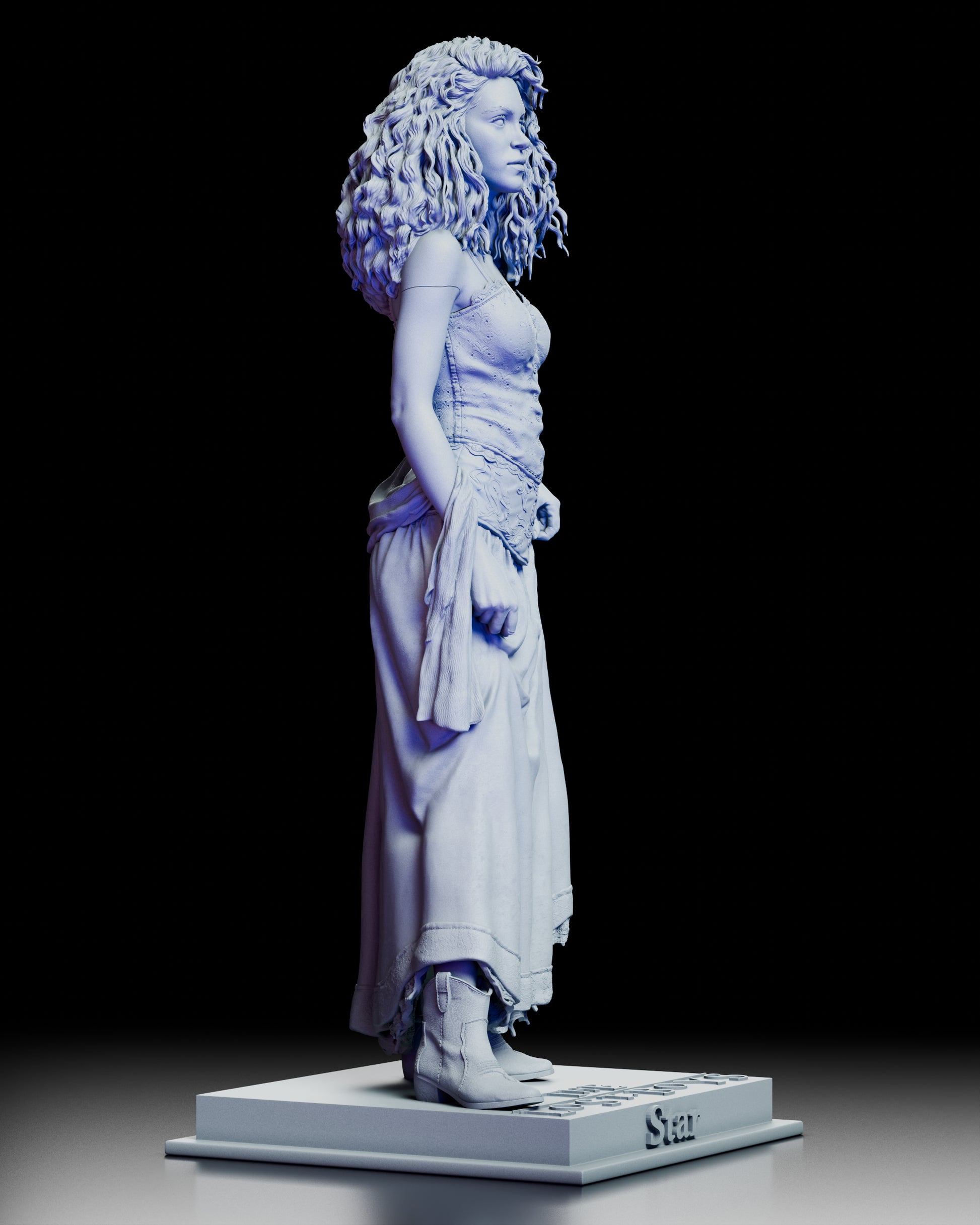 Dimension reference image showing the Star maquette height width and depth measurements
