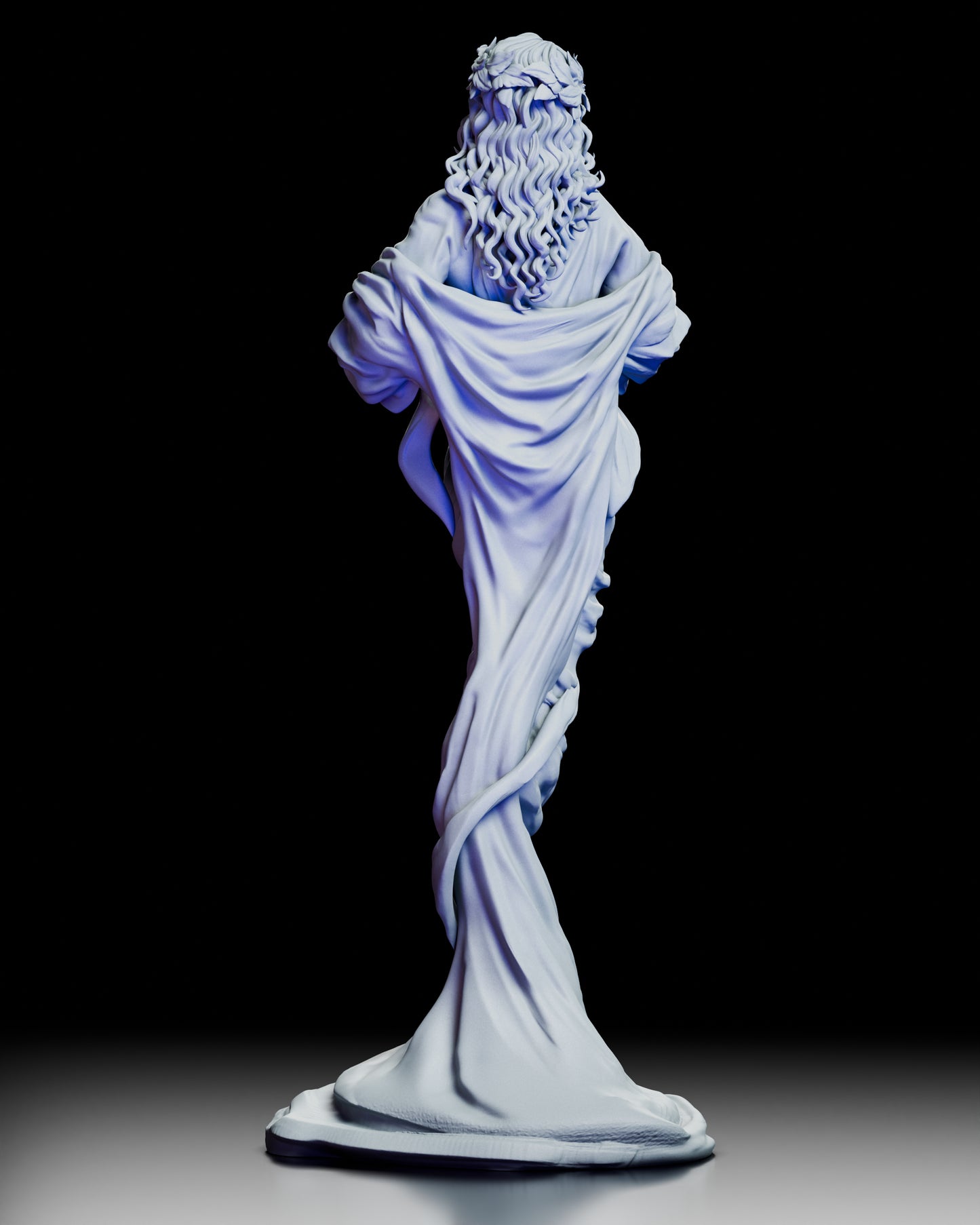 Rear view of The Eternal Muse showing intricate hair sculpt and draped fabric detail