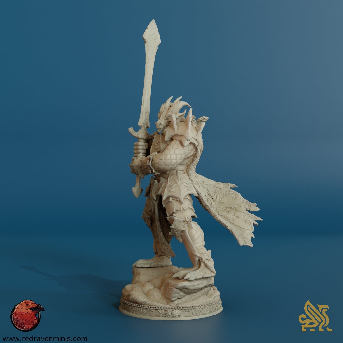 Krimmdar • Dragonborn Knight • Dungeon Masters Stash • 3D Printed Fantasy Miniature • D&D / Pathfinder