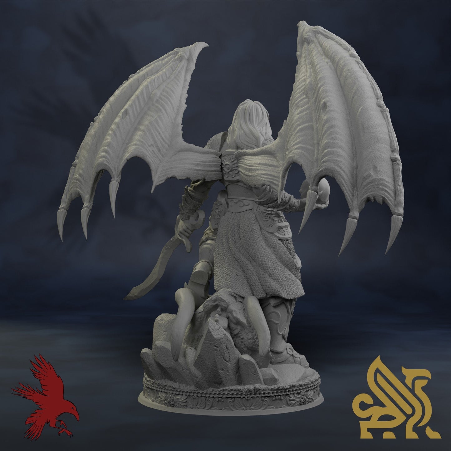 Etherian • Master of Soundless Wings • Golden Griffins • Dungeon Masters Stash • 3D Printed Fantasy Miniature • D&D / Pathfinder / Warhammer