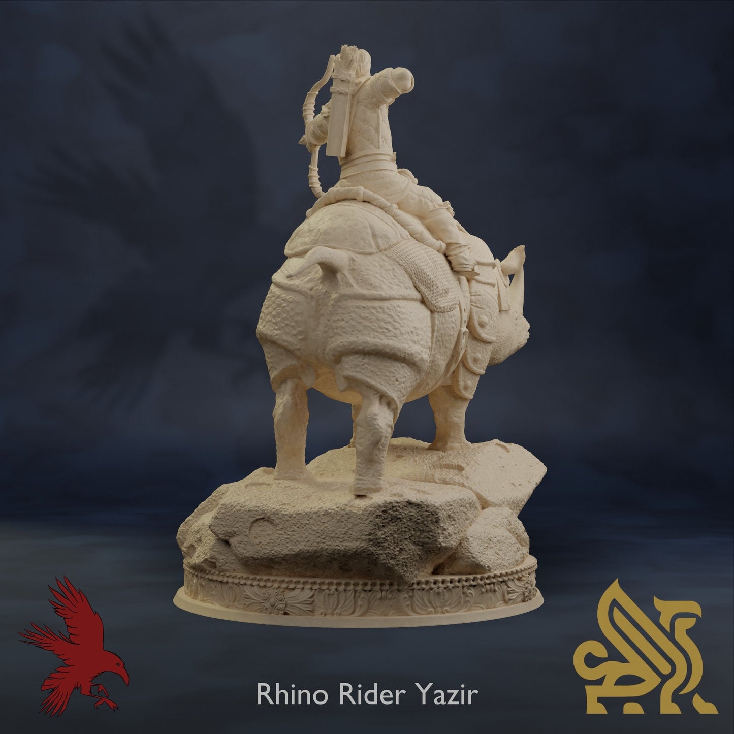 Rhino Rider Yazir • Sands of Sudd Tohst • Dungeon Masters Stash • 3D Printed Fantasy Miniature • D&D / Pathfinder / Warhammer