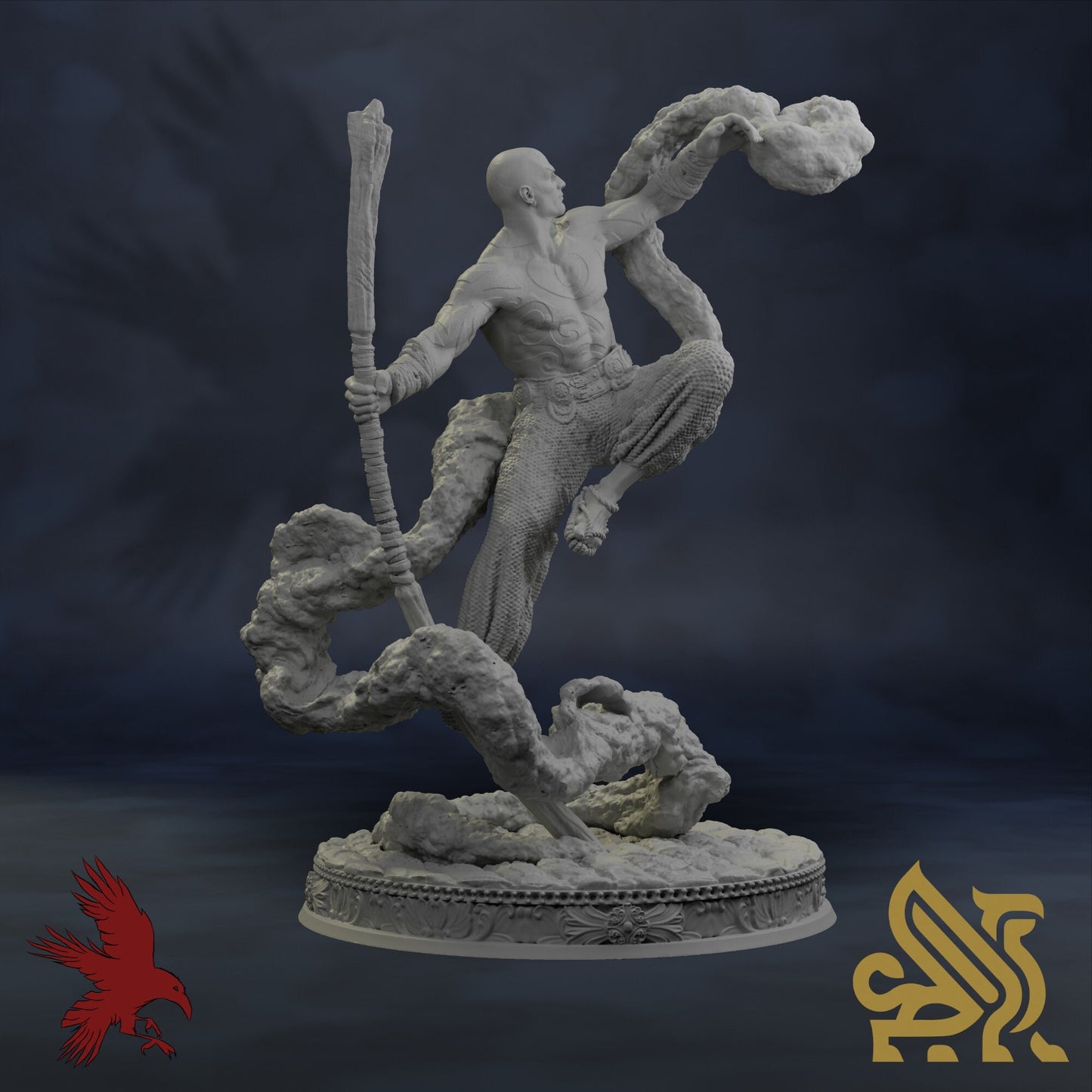 Seer Kheye • Monk • Golden Griffins • Dungeon Masters Stash • 3D Printed Fantasy Miniature • D&D / Pathfinder / Warhammer