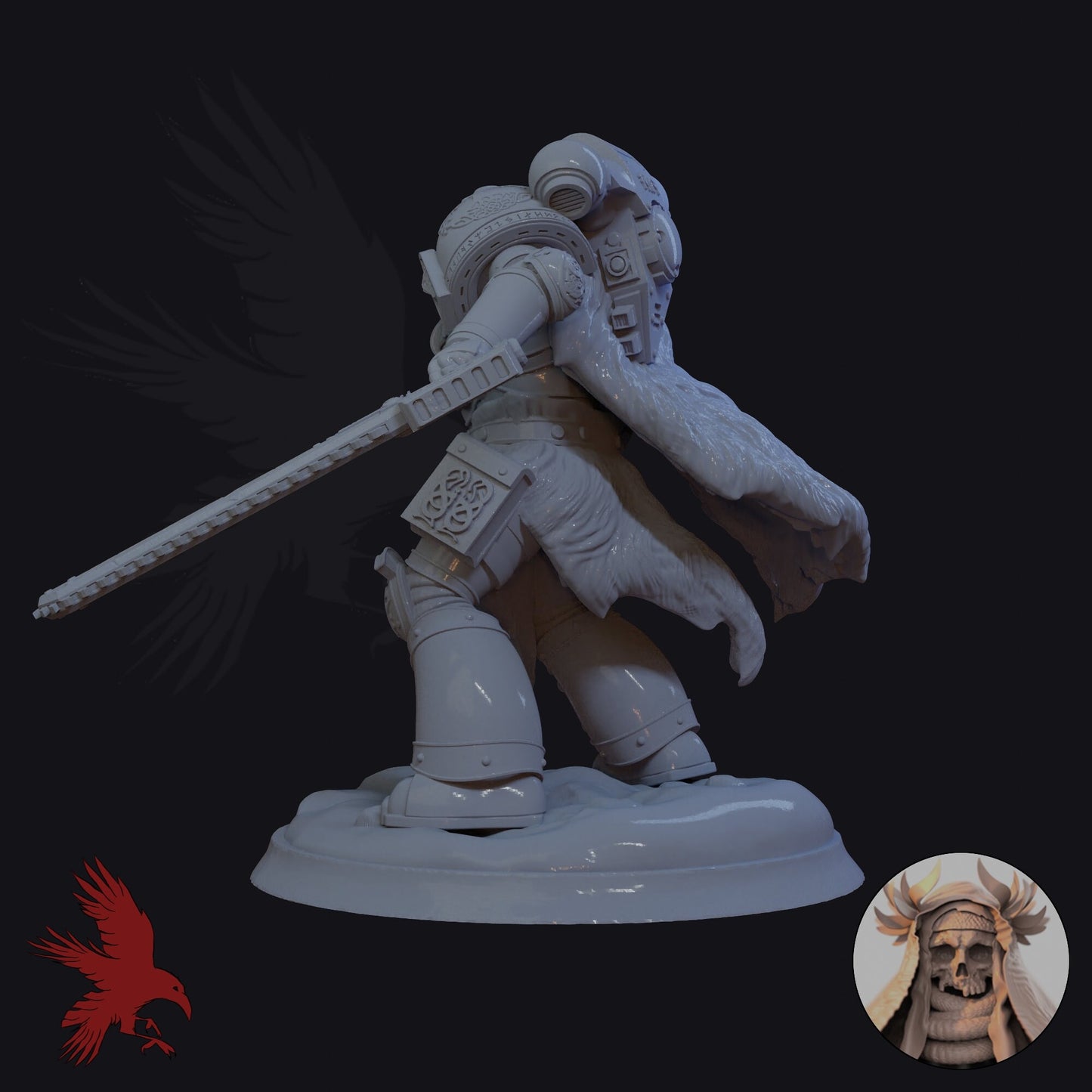 Cyber Viking with Chainsaw Sword and Charged Claw • 75mm Scale • Malleus Space Wars
