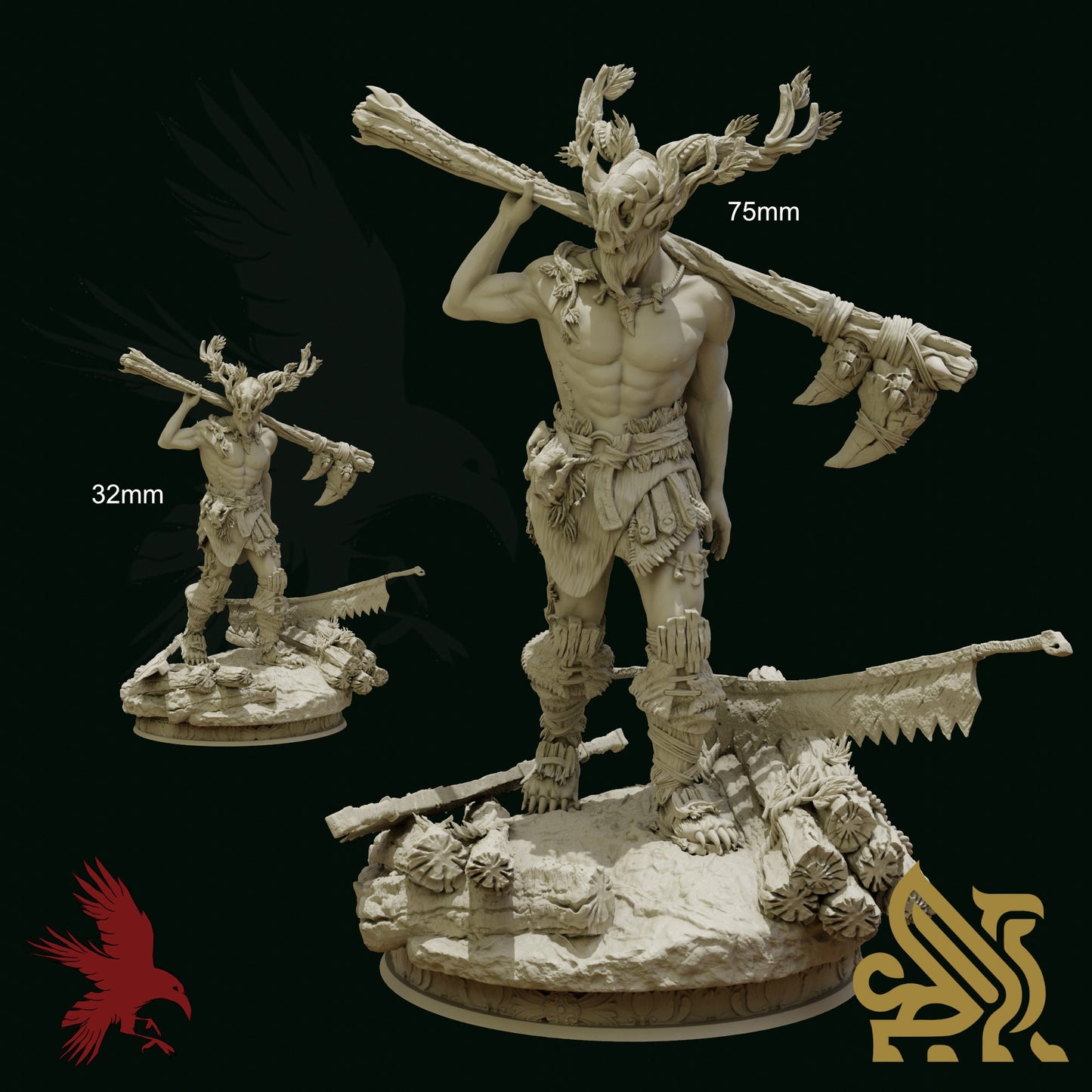 Treneal Ironbark • Human Warrior • Dungeon Masters Stash • 3D Printed Fantasy Miniature • D&D / Pathfinder
