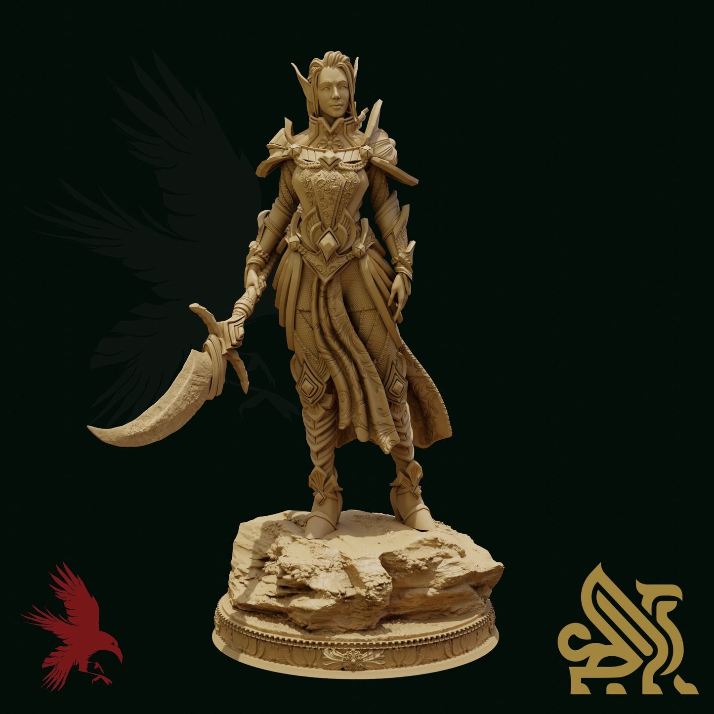 Tyriana • Blade of Faith Elf Paladin • Dungeon Masters Stash • 3D Printed Fantasy Miniature • D&D / Pathfinder