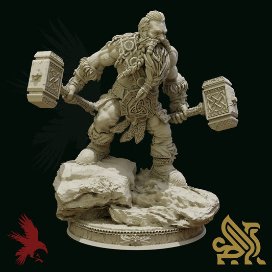 Rend Mathias  • Dwarf Barbarian • Dungeon Masters Stash • 3D Printed Fantasy Miniature • D&D / Pathfinder / Warhammer