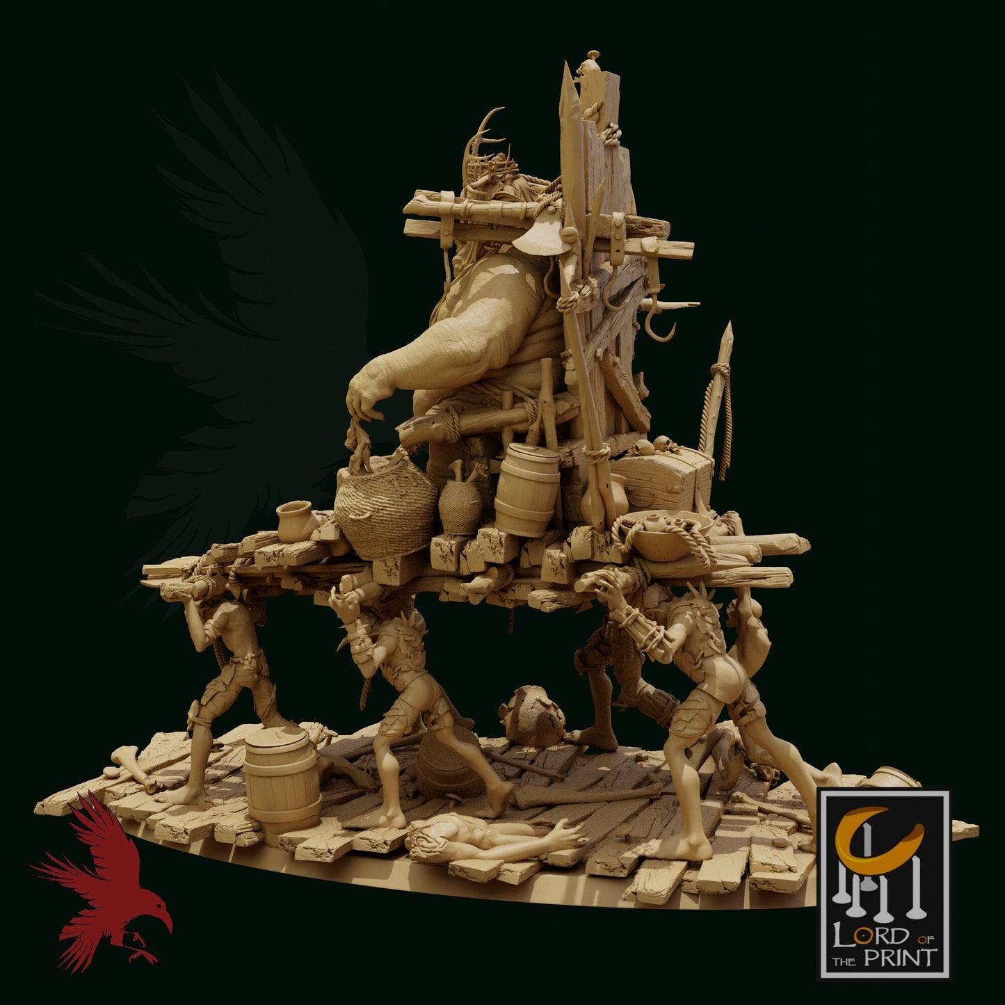 Goblin Monarch on Palanquin • 32MM Huge Monster • 3D Printed Fantasy Miniature • D&D / Pathfinder