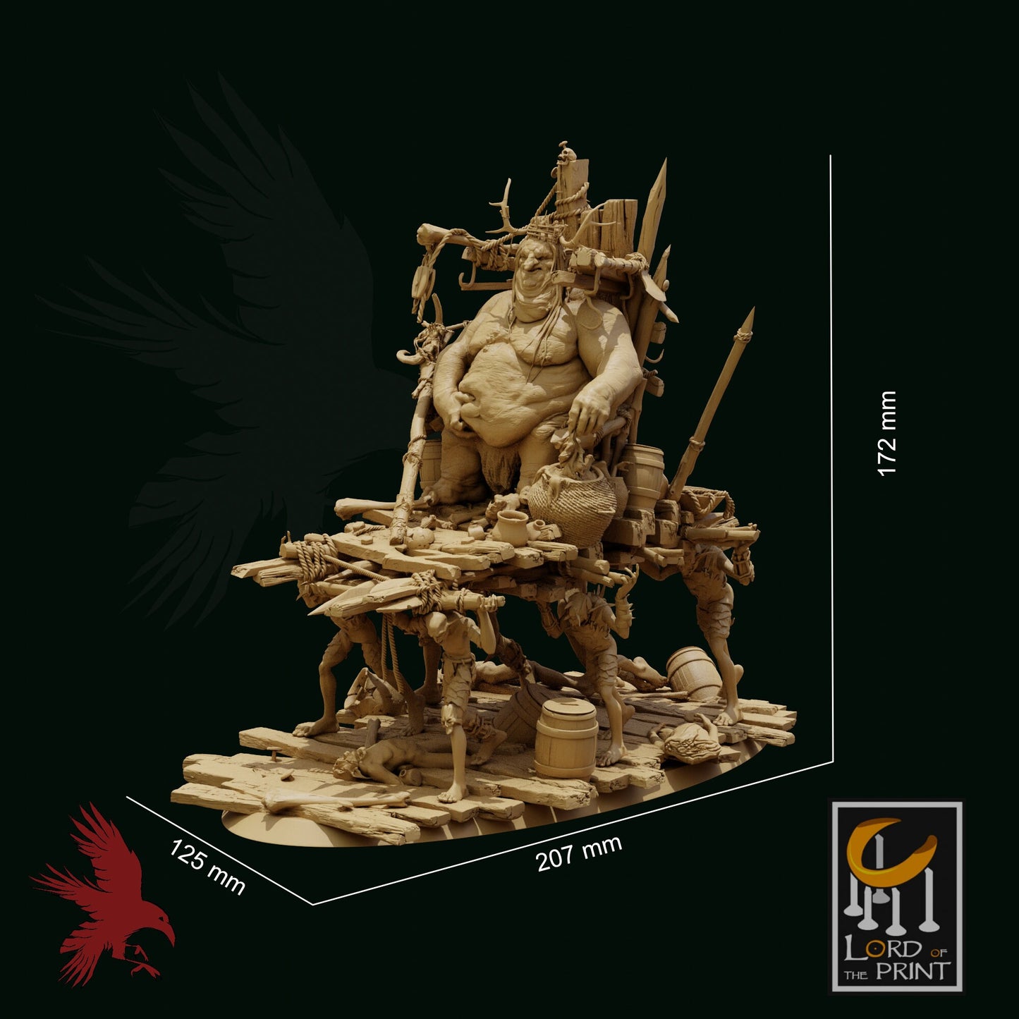 Goblin Monarch on Palanquin • 32MM Huge Monster • 3D Printed Fantasy Miniature • D&D / Pathfinder