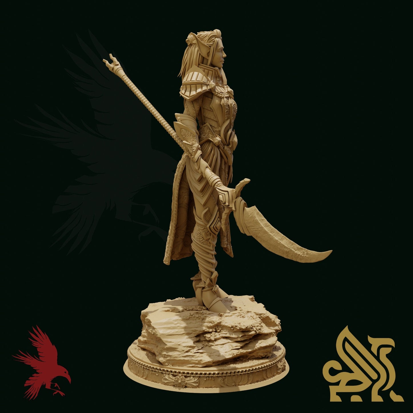 Tyriana • Blade of Faith Elf Paladin • Dungeon Masters Stash • 3D Printed Fantasy Miniature • D&D / Pathfinder