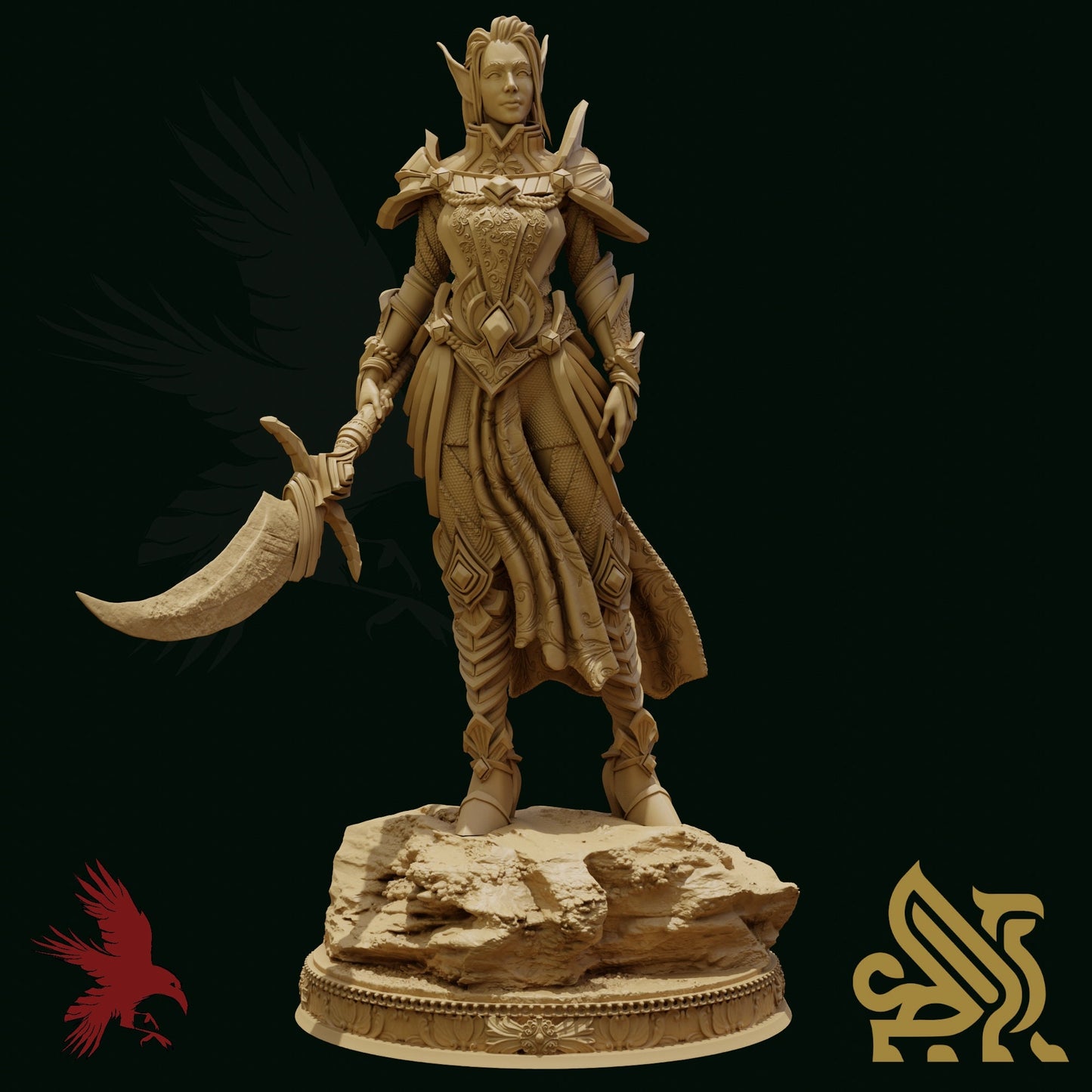 Tyriana • Blade of Faith Elf Paladin • Dungeon Masters Stash • 3D Printed Fantasy Miniature • D&D / Pathfinder