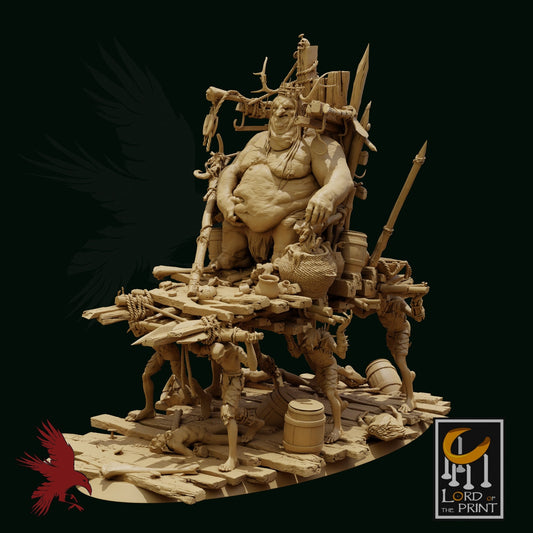 Goblin Monarch on Palanquin • 32MM Huge Monster • 3D Printed Fantasy Miniature • D&D / Pathfinder
